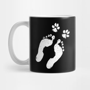 Dog Lover Gift - Diagonal Paw and Foot Prints Mug